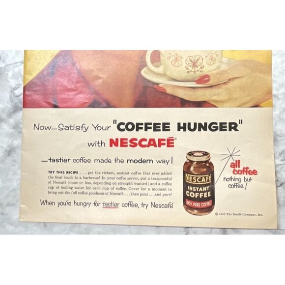 Nestle Nescafe Instant Coffee Vintage Print Ad 1950s BBQ Dreams Mid Century - Picture 5 of 7